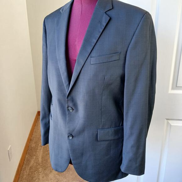 Kenneth Cole Wool Sport Coat 42R W36 blazer dinner jacket suit charcoal worn - Picture 1 of 16